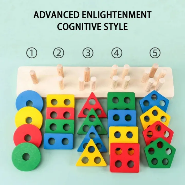 Montessori 5 Sets Shape & Peg Puzzle Learning Toy