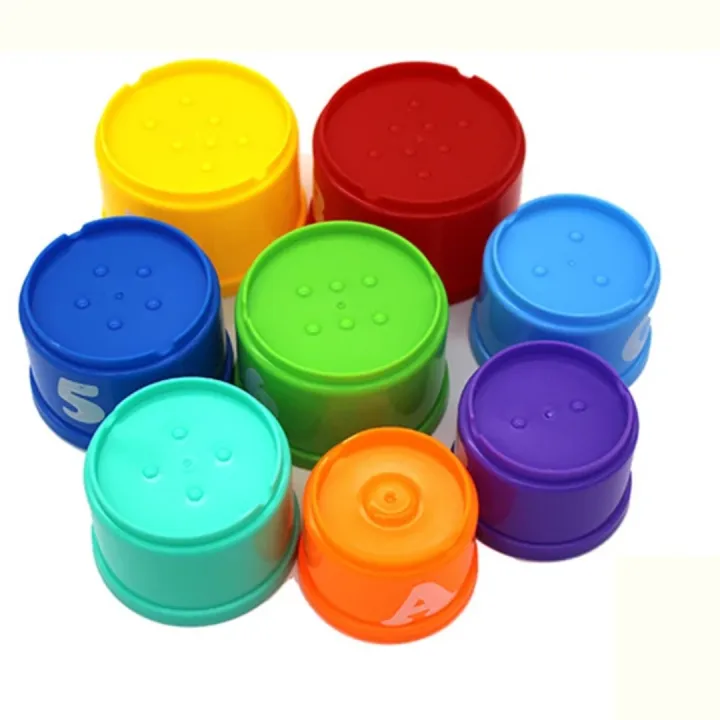 9-piece educational stacking tower with letters & numbers